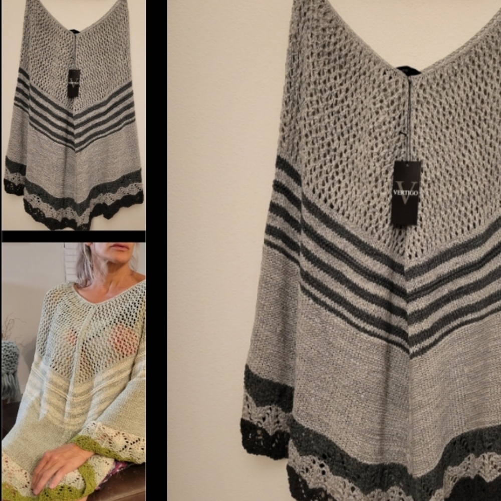 Vertigo Shall Cape size L in Gray and Black poncho